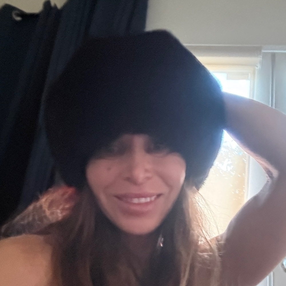 Adrienne Landau Black Faux Fur Russian-Style Hat